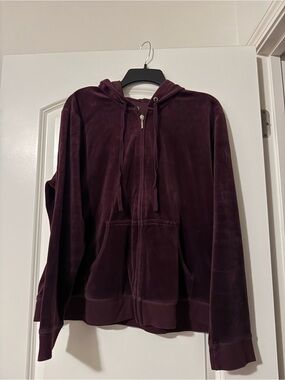 New York & Company Velour Hoodie Track Jacket and pants  in Deep Plum